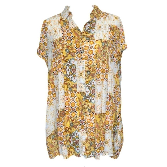 Jane & Delancey - Farmhouse Shirt - Patchwork Print - Full Button Front - Size L - Picture 5 of 6